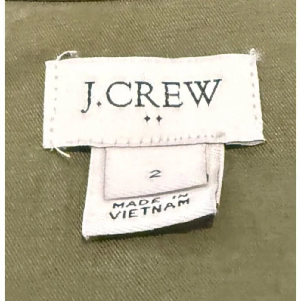 J. Crew Women's Utility Shirt Dress Olive Green Button Split Hem Size 2